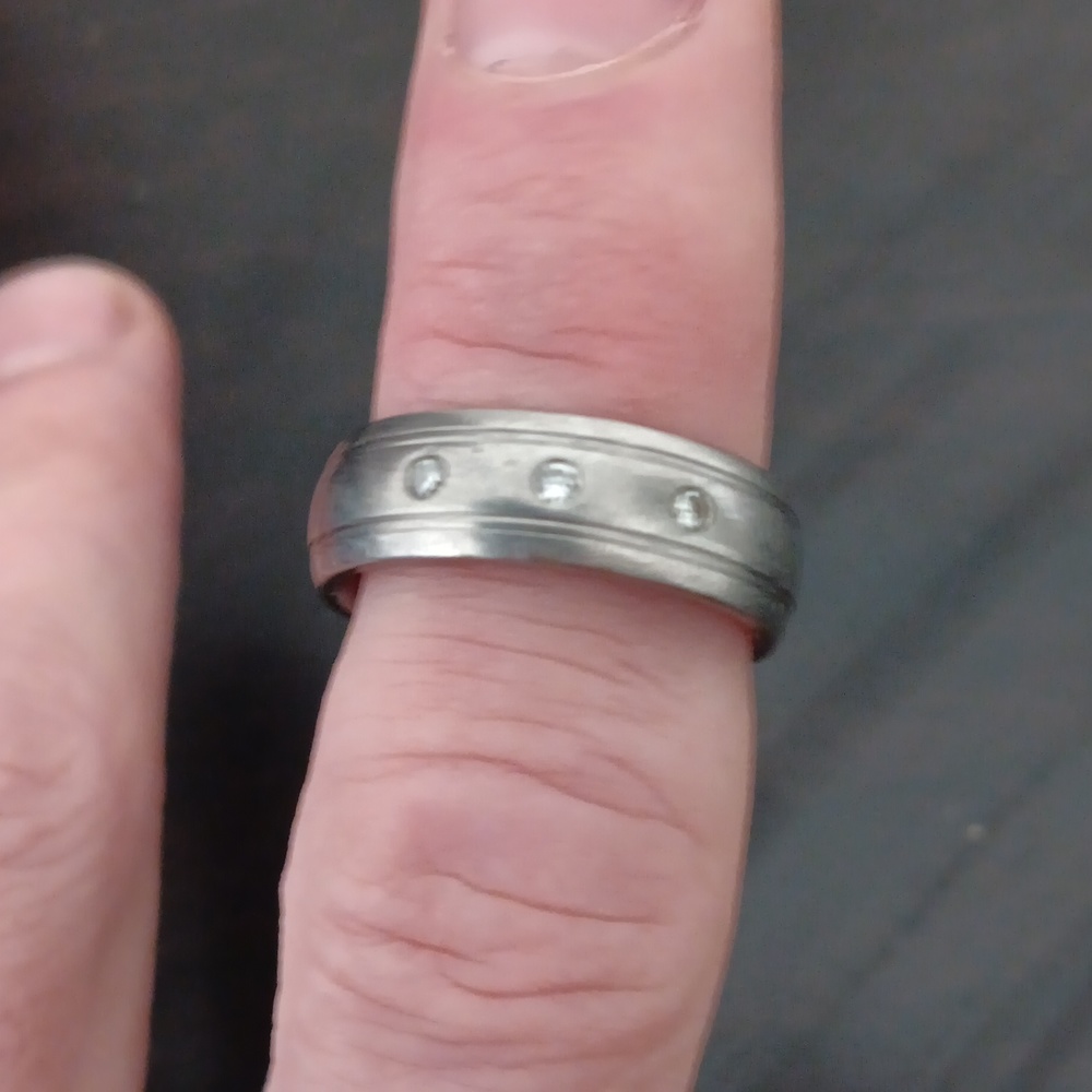 Mens Titanium And Diamond Ring - image 2